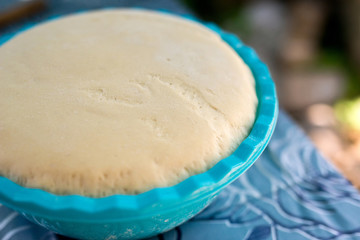 close up of risen dough - selective focus