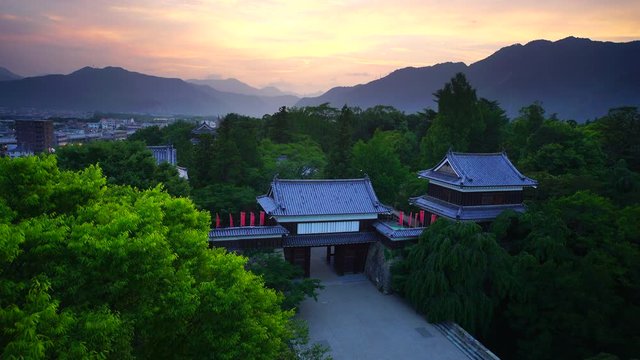 View of&nbsp;Ueda&nbsp;Castle at sunset,  Ueda City,  Nagano Prefecture