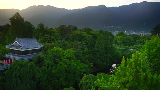 View of&nbsp;Ueda&nbsp;Castle at sunset,  Ueda City,  Nagano Prefecture