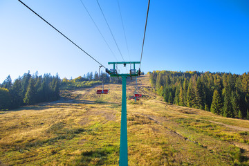 cable car, beautiful views in the autumn of Pilipets-Ukraine