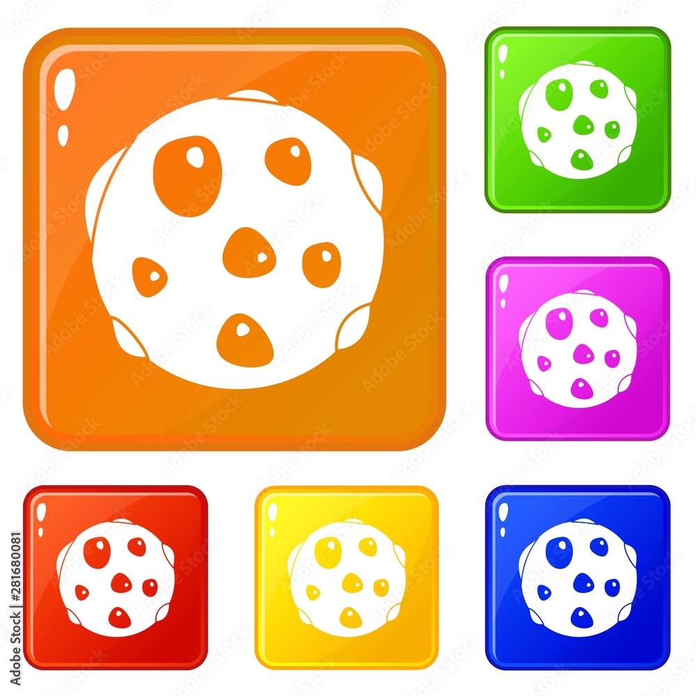 Poster alone planet icons set collection vector 6 color isolated on white background
