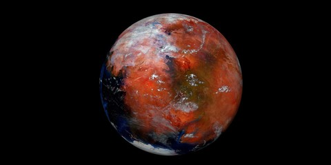 Naklejka premium Terraforming Mars Extremely detailed and realistic high resolution 3d illustration. Shot from Space. Elements of this image are furnished by NASA.