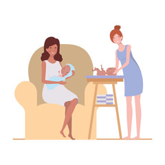 Isolated mothers with babys design