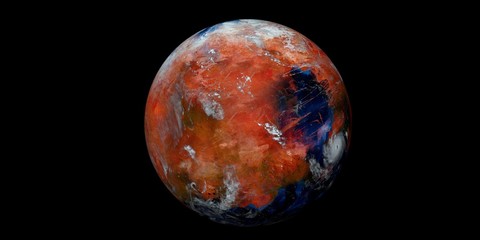 Terraforming Mars Extremely detailed and realistic high resolution 3d illustration. Shot from Space. Elements of this image are furnished by NASA.