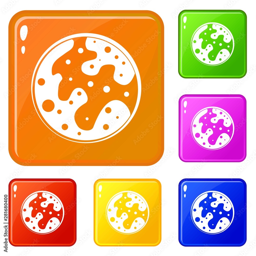 Poster mars icons set collection vector 6 color isolated on white background