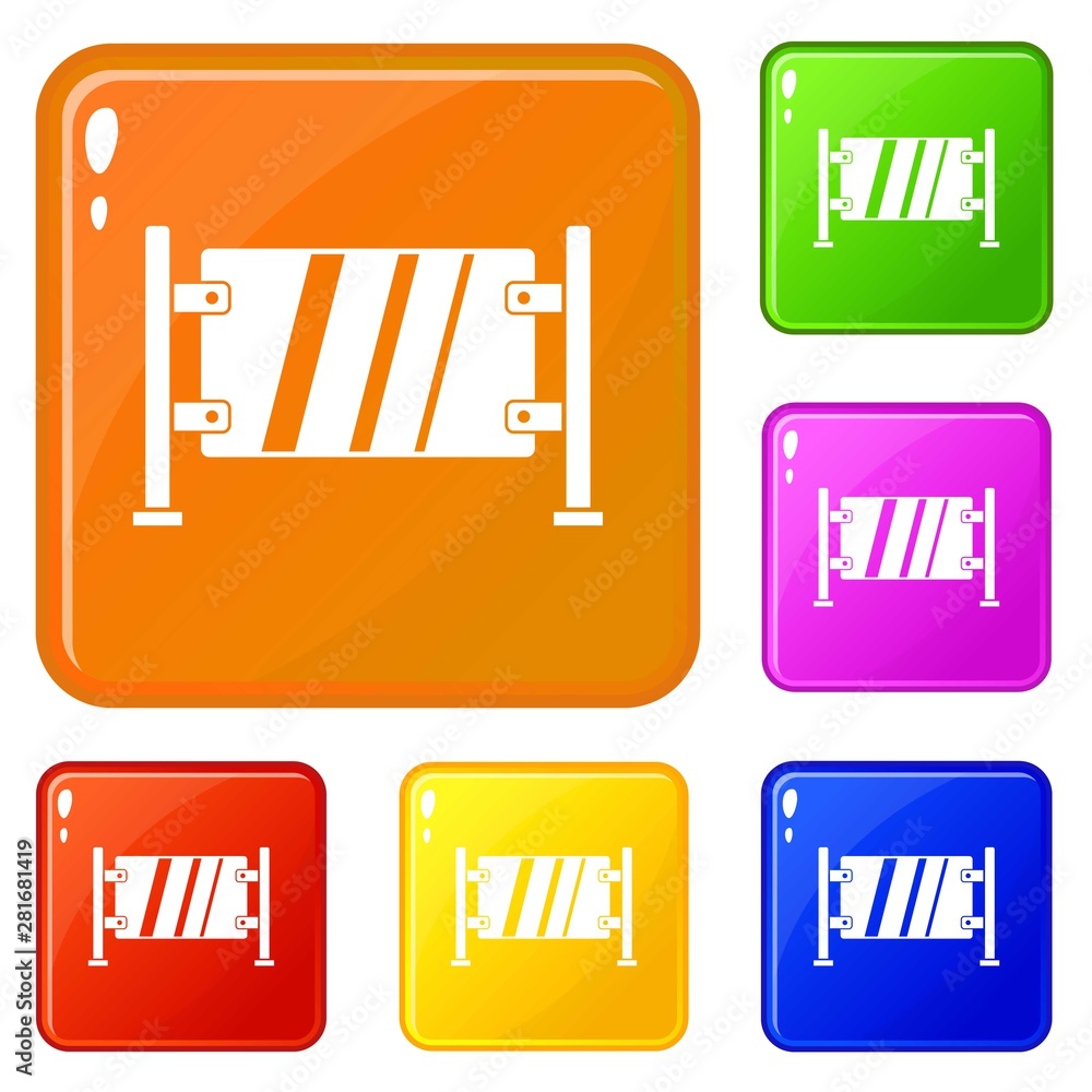 Poster glass gate icons set collection vector 6 color isolated on white background