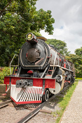 Black and Red Antique Locomotive