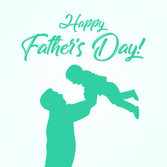 Father's day vector silhouette of a daddy and son