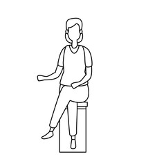 elegant businesswoman seated in bench