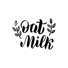 Fototapeta premium Oat milk font logo. Trendy lettering text for package design. Sticker, banner icon. Vector eps 10.