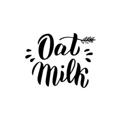 Oat milk typography text logo. Trendy lettering package design. Sticker, banner icon. Vector eps 10.