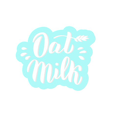 Naklejka na ściany i meble Oat milk typography font logo. Trendy lettering text for package design. Sticker, banner icon. Vector eps 10.