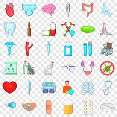 Hospital clinic icons set. Cartoon style of 36 hospital clinic vector icons for web for any design