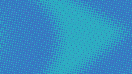 Blue retro comic pop art background with haftone dots design. Vector clear template for banner or comic book design, etc