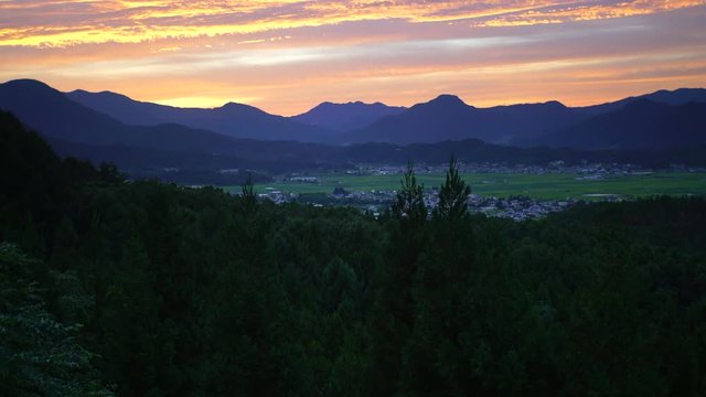 View of mountains at sunset,  Ueda City,  Nagano Prefecture