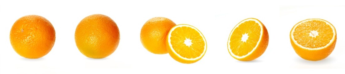 Oranges fruit isolated on white background.