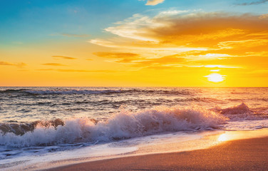 Beautiful Landscape Ocean Summer sunset Natural background 