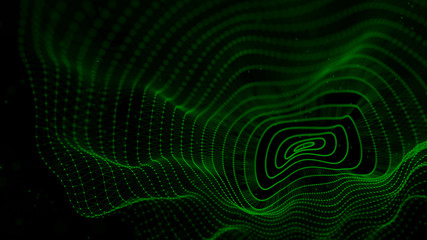 Abstract background with spider web. Dynamic wave of particles. Big data. 3d rendering.
