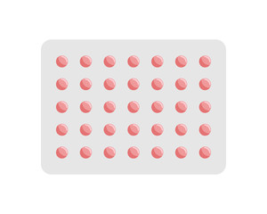 Medicine pills capsules blister for illness and pain treatment. Medical drug package for tablet vitamin antibiotic aspirin. Vector flat illustrations of medication pack isolated