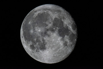 close  view full moon in the night sky, astrophotography