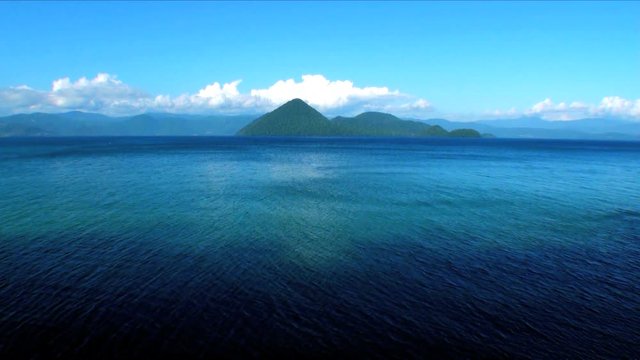 Lake Toya under blue sky,  Toyako,  Hokkaido,  Japan