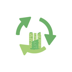 Obraz premium facade building friendly with arrows recycling