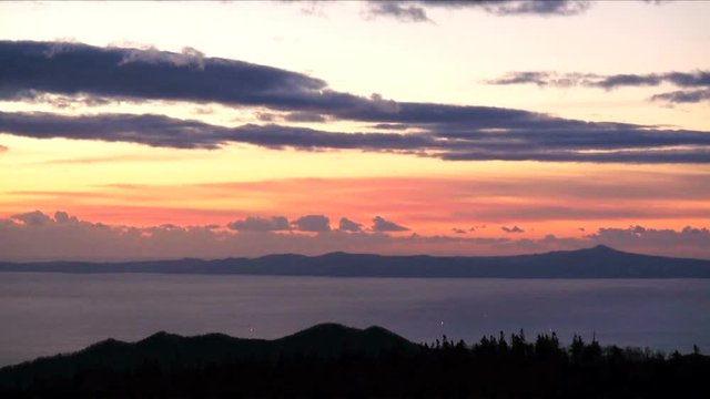 Kunashir Island at sunrise,  Rausu,  Hokkaido,  Japan