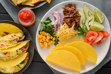Ingredients for hard-shell tacos