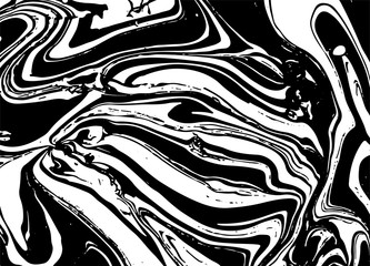 Abstract vector marble background. Black and white ink marble texture.
