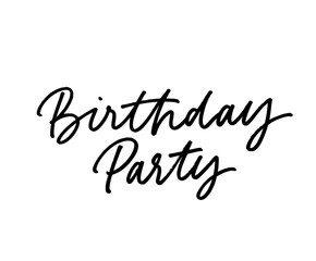 Fototapeta premium Birthday party vector hand drawn black lettering. Congratulations ink pen calligraphic texture.