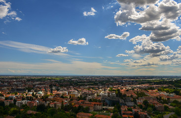 Panoramic view of the city of Bergamo, Lombardy, Italy. 