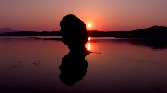 Heishi Rock in sea at dawn,  Kamome Island,  Esashi,  Hokkaido,  Japan