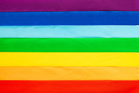 LGBT flag symbol made of satin ribbons