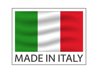 Obraz premium Quality mark Made in Italy, colored vector symbol with Italian tricolor isolated on white background