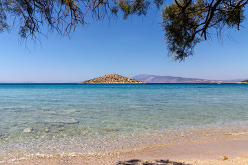 View of a deserted beach on island Salamis (Greece)