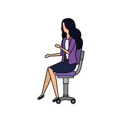 elegant businesswoman worker seated in office chair