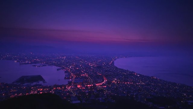 Illuminated Hakodate City seen from above, Hakodate, Hokkaido