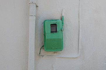 Electricity meter in colour in Greece