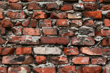 background of red old brick wall