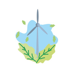 windmill air power with leafs isolated icon