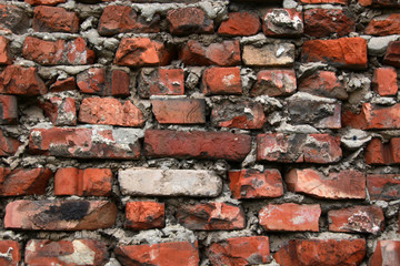 background of red old brick wall