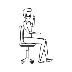 elegant businessman worker seated in office chair