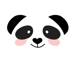 Baby panda face logo template. Baby panda face icon. Asian bear. Panda head isolated on white background