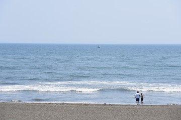 The spectacle of the beach of midsummer of Japan.