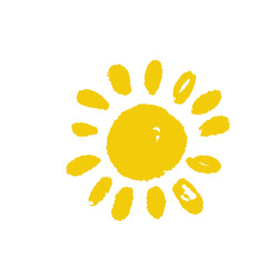 Hand drawn vector sun icon isolated on white.