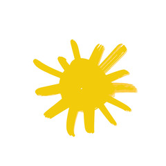 Hand drawn vector sun icon isolated on white.