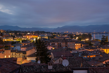 Fototapeta na wymiar View of Desenzano at night.Skyline of Desenzano del Garda,Italy