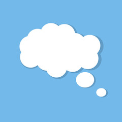 White blank speech bubbles, thinking balloon