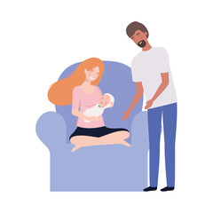 Isolated mother and father with baby design