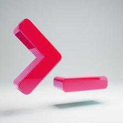 Volumetric glossy hot pink terminal icon isolated on white background.